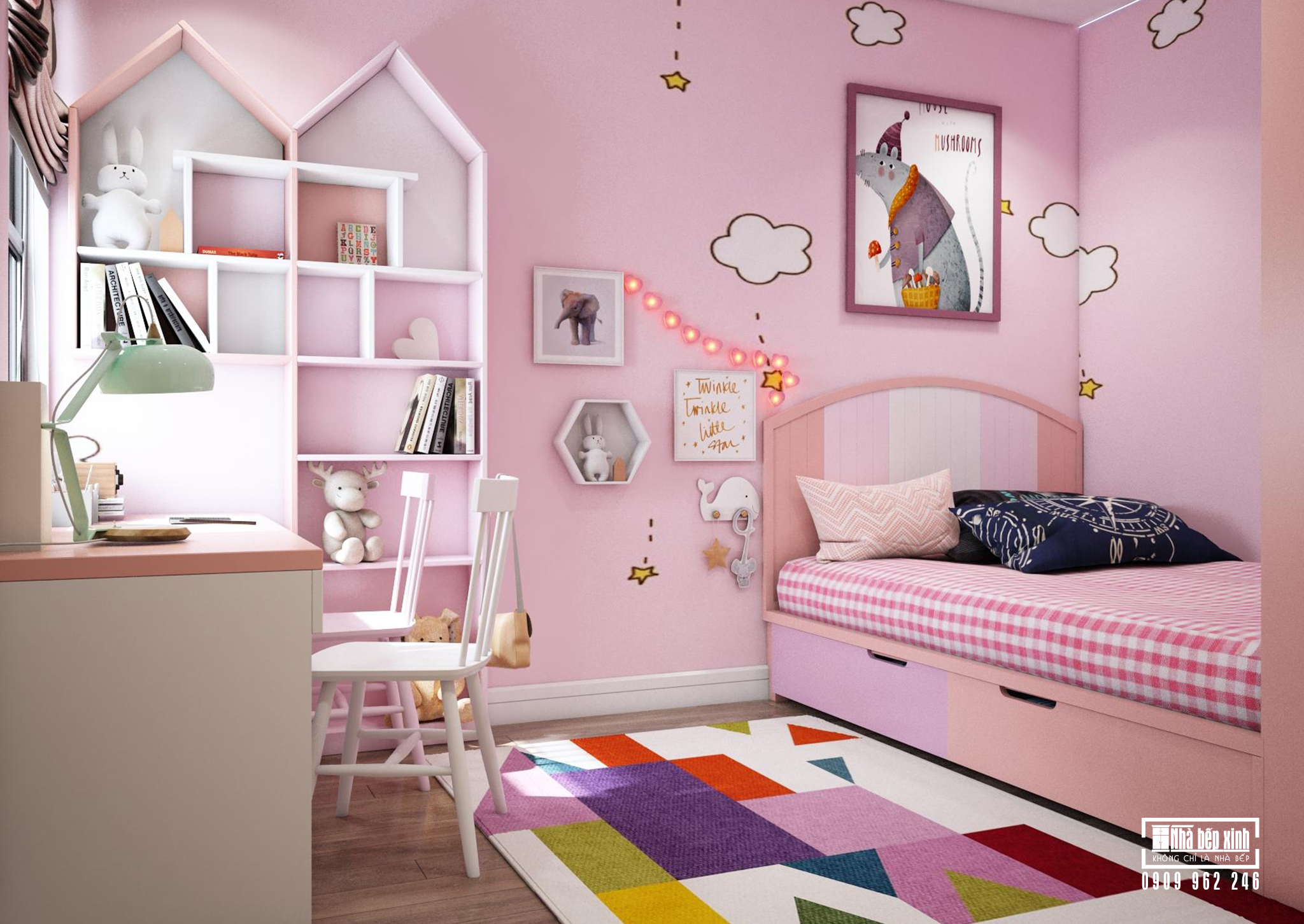 Phòng ngủ bé gái màu hồng tại Emerald Celadon City