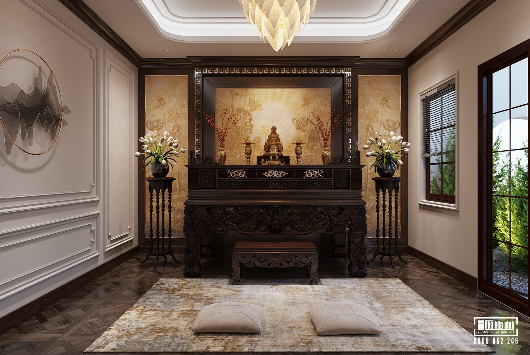 NỘI THẤT THE GLEN CONDO VILLA CELADON CITY 5M x 16M 453 Phòng Thờ Condo Villa