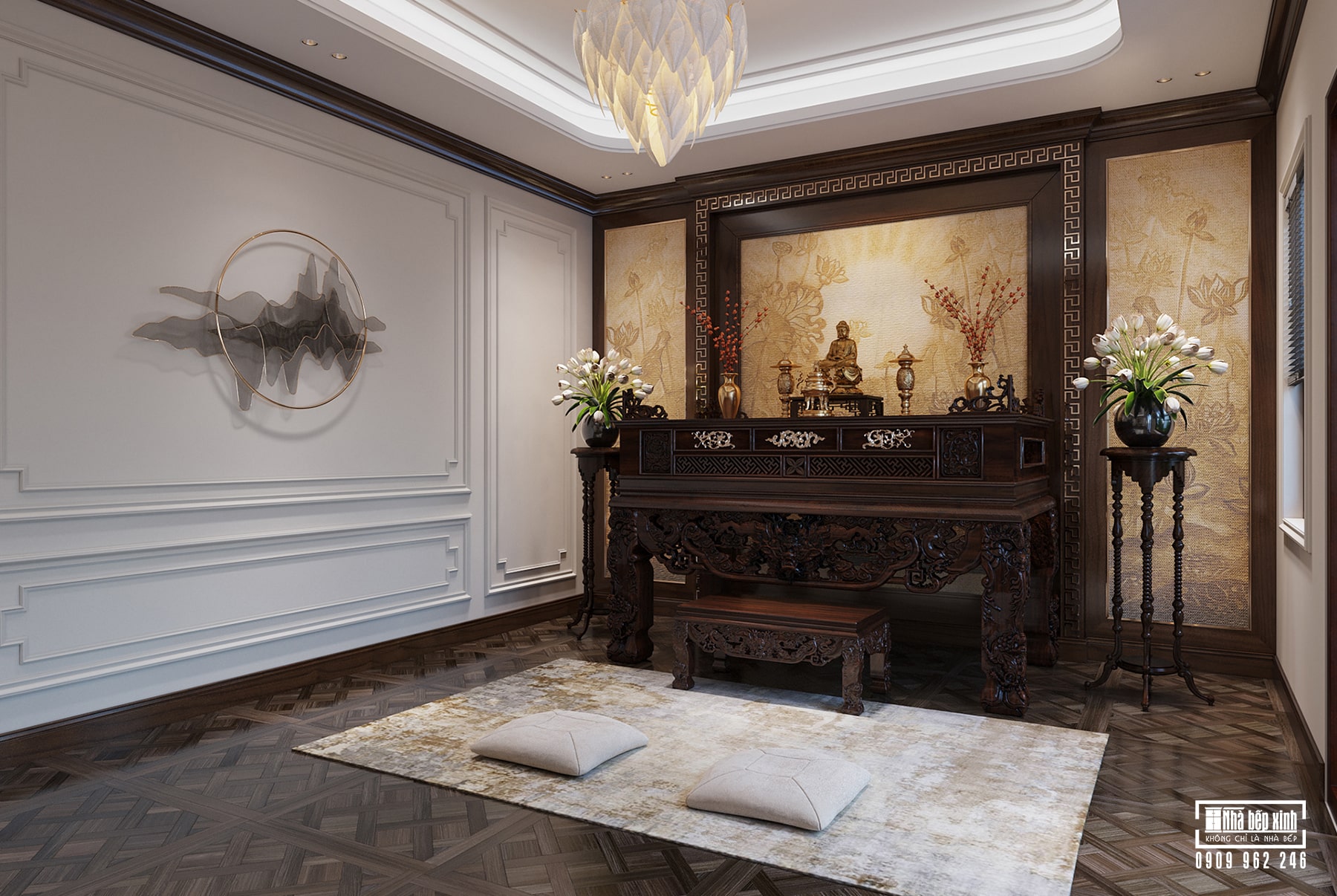 NỘI THẤT THE GLEN CONDO VILLA CELADON CITY 5M x 16M 454 Phòng Thờ Condo Villa