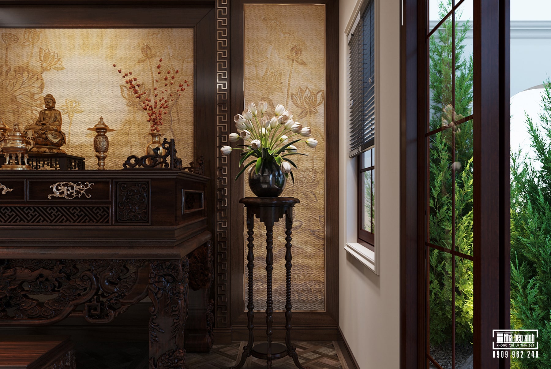 NỘI THẤT THE GLEN CONDO VILLA CELADON CITY 5M x 16M 455 Phòng Thờ Condo Villa