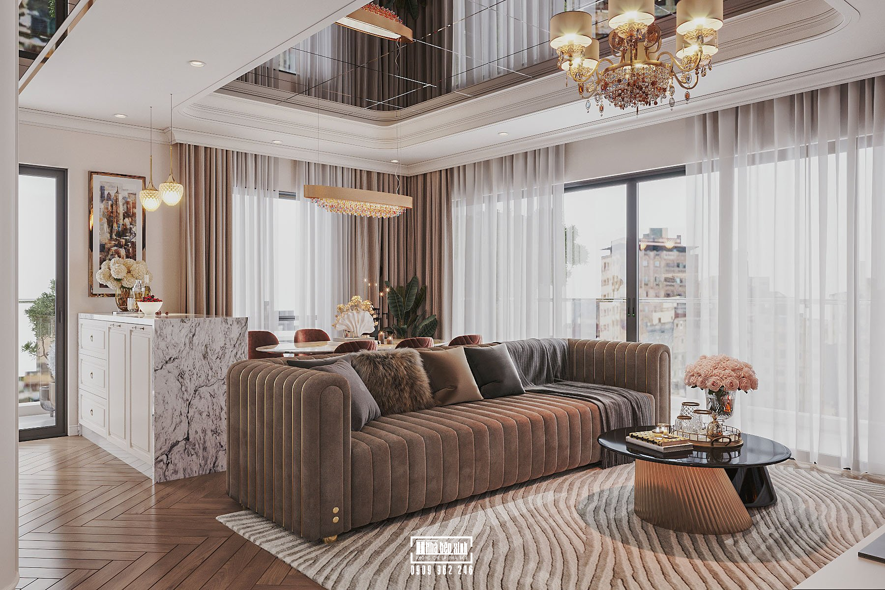 Thiết Kế Nội Thất Căn Hộ Eaton Park 2 Phòng Ngủ Phong Cách Tân Cổ Điển 8 Thiết Kế Nội Thất Căn Hộ Eaton Park Phong Cách Tân Cổ Điển