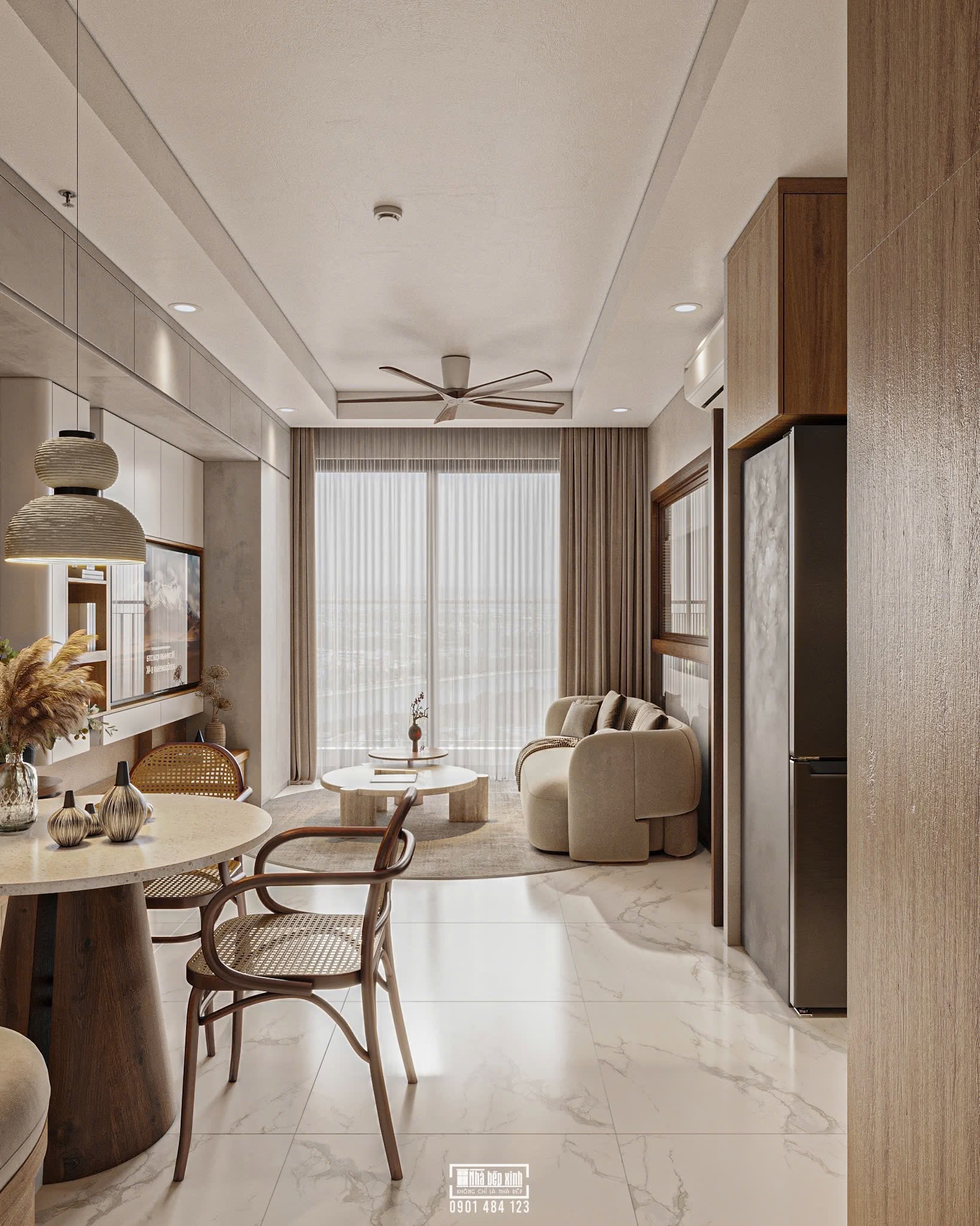 THIẾT KẾ NỘI THẤT CHUNG CƯ OPAL BOULEVARD - 2 Phòng ngủ 2 THIẾT KẾ NỘI THẤT CHUNG CƯ OPAL BOULEVARD ĐẸP VÀ TIỆN NGHI